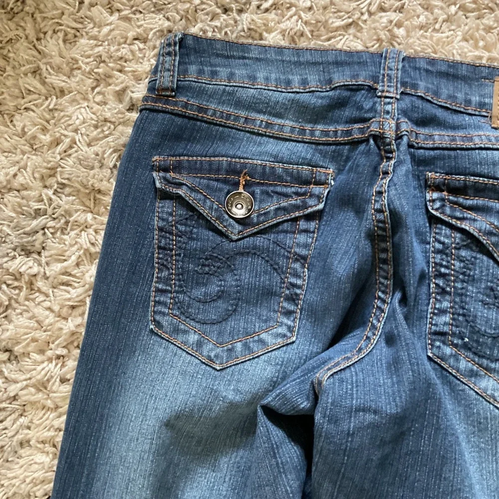 D-Fuz Premium Denim Distressed Straight Leg Jeans Dark Wash Blue Womens 9/10